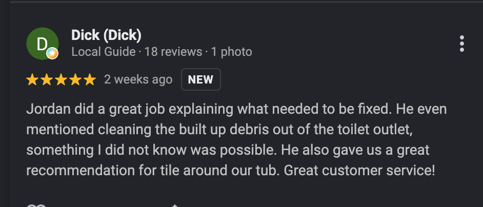 Google review Coastline Plumbing Ventura CA